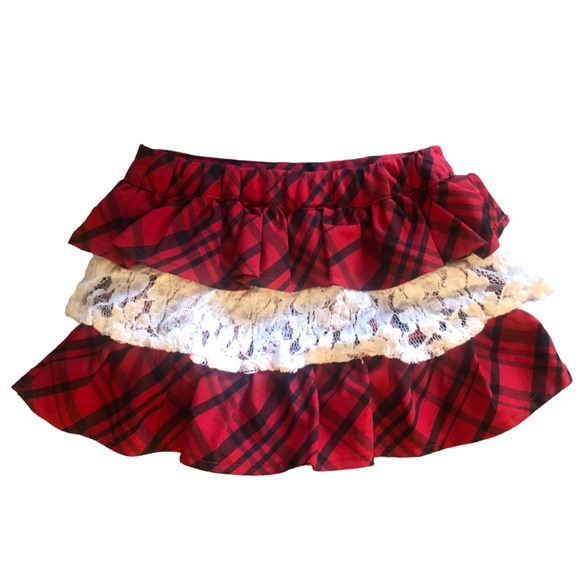 Hartstrings Red Plaid and Cream Lace Baby Skirt size 6 month - Picture 4 of 4